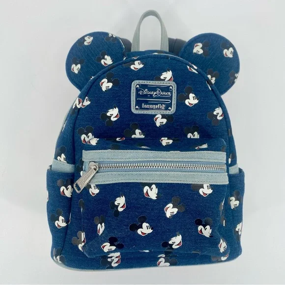 Disney Loungefly Mickey Mouse Denim Mini Backpack with Ears